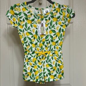 Alex's Lemonade Stand Lemon Romper Adorable with Pockets NWT Size 3T